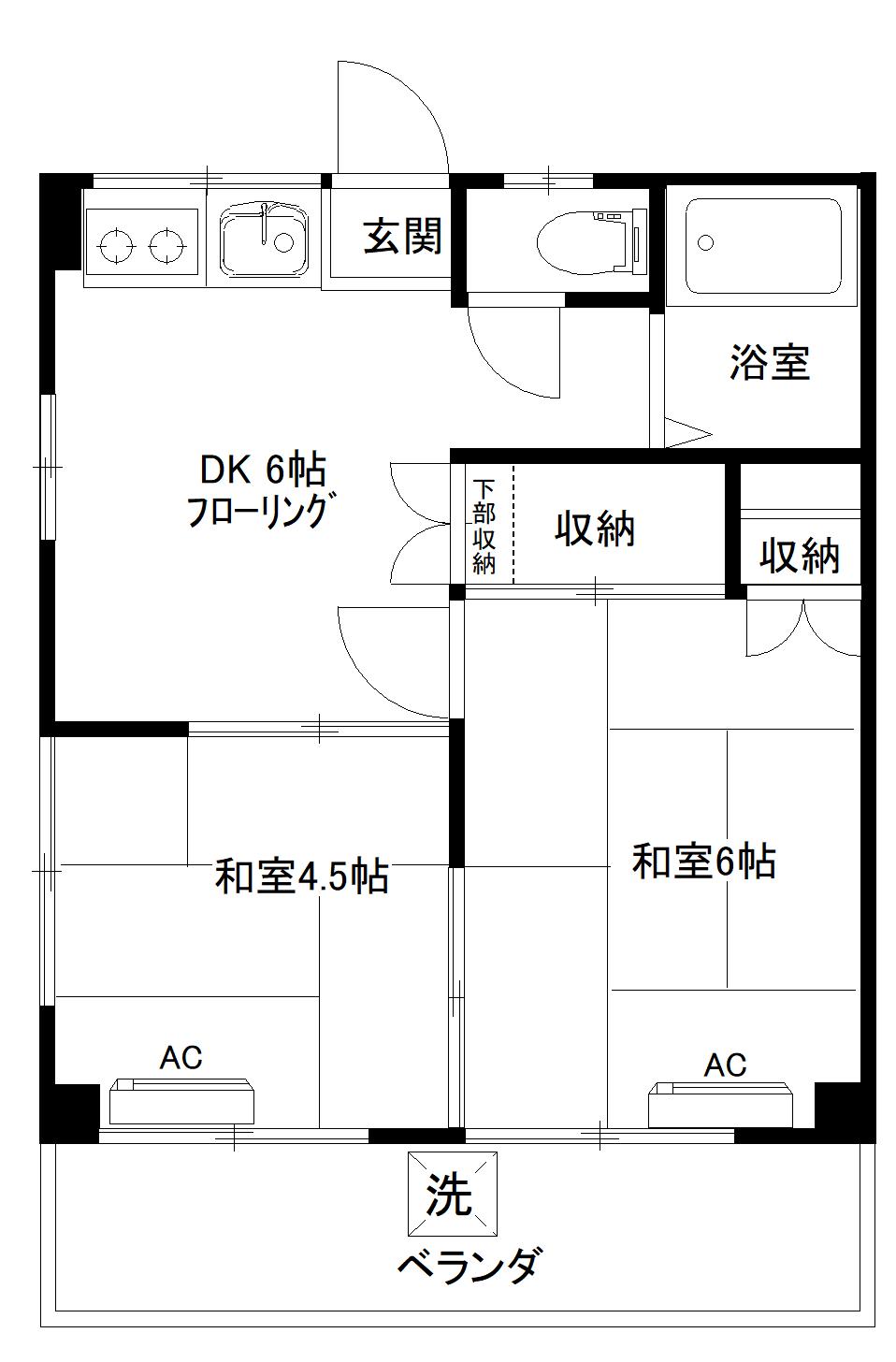吉岡ハイツ(2DK/3階)の間取り写真