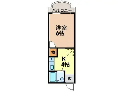 ハイツ文教台(1K/2階)の間取り写真