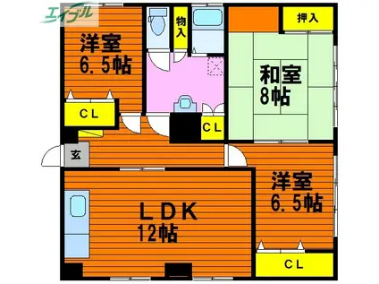国際コーポ(3LDK/7階)の間取り写真