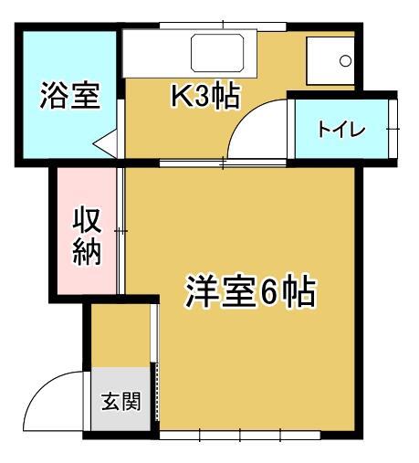白鴎館A(1K/2階)の間取り写真