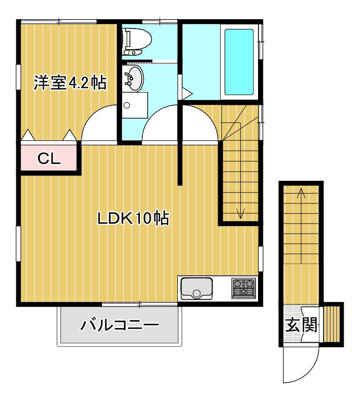 アンプルール(1LDK/2階)の間取り写真
