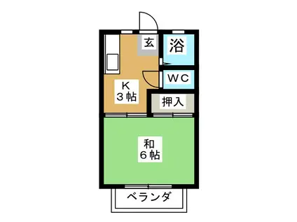 コーポウエストタウンA(1K/2階)の間取り写真
