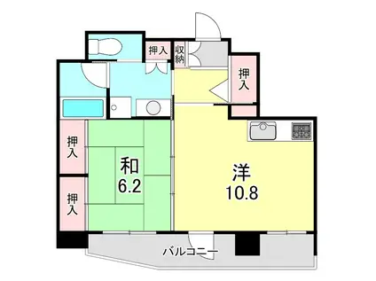 エイジングコート三宮(1LDK/10階)の間取り写真