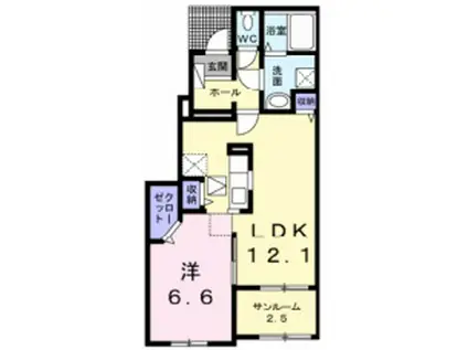 メゾンラボヌールXII(1LDK/1階)の間取り写真