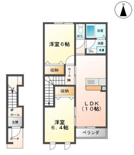 サンディアコート出口(2LDK/2階)の間取り写真