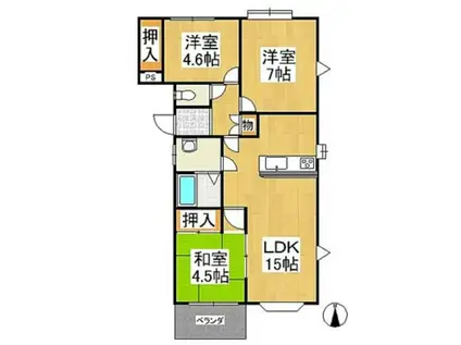 センターフィールド弐番館(3LDK/2階)の間取り写真