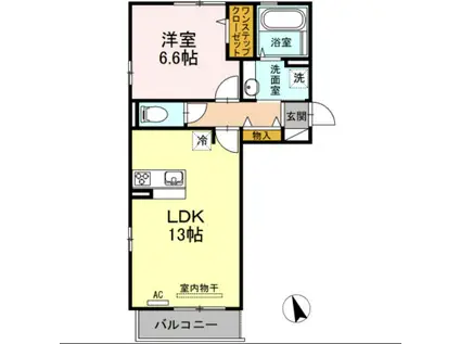 フロレゾン B棟(1LDK/1階)の間取り写真