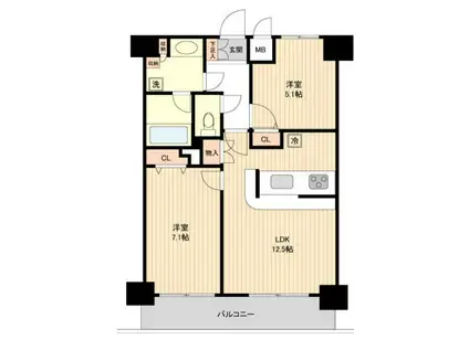 ノーブルプレイス北四番丁(2LDK/9階)の間取り写真