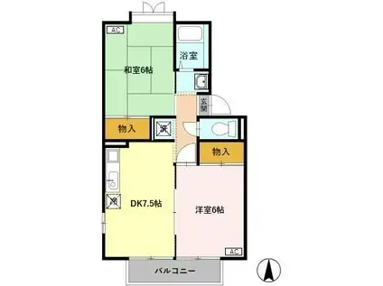 PARK&HOUSE I(2DK/1階)の間取り写真