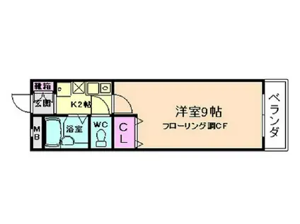 箕面喜晃ビル(1K/5階)の間取り写真