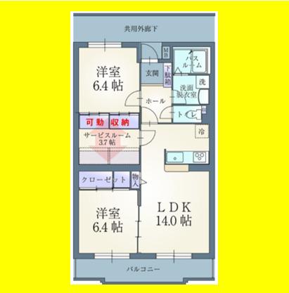 ステージグランブルー(2SLDK/1階)の間取り写真