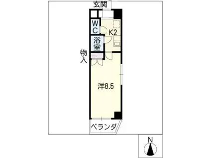 キャッスル一社(1K/3階)の間取り写真