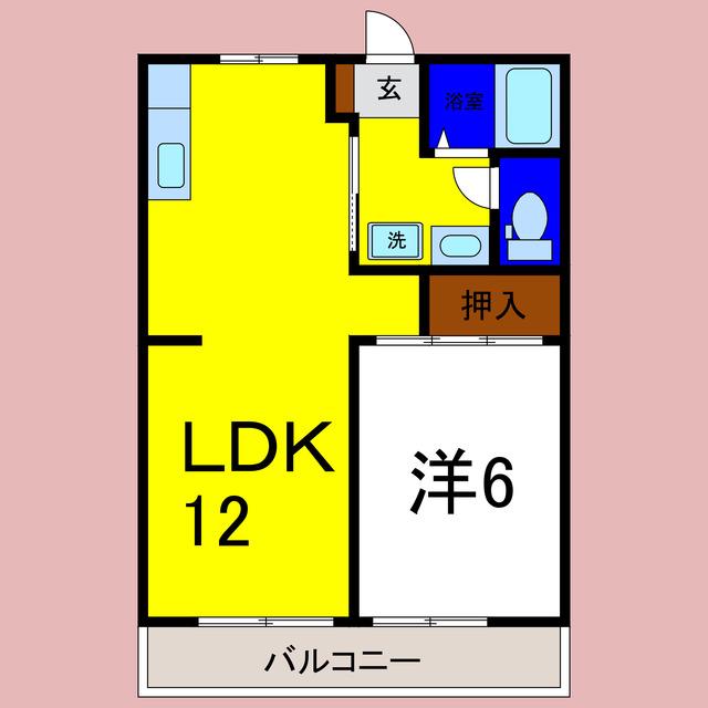 稲垣ハイツ5(1LDK/1階)の間取り写真