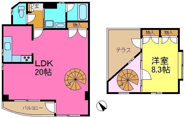 ローズガーデン楠元(1LDK/4階)の間取り写真