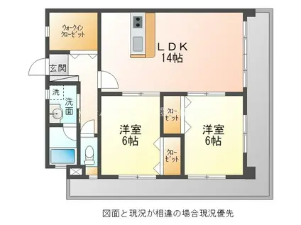 ロイヤルハイツ石黒(2LDK/9階)の間取り写真
