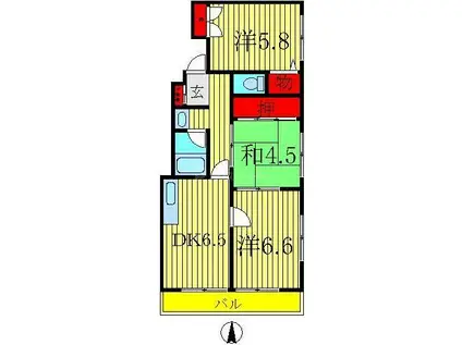 フローレンス FD(3DK/2階)の間取り写真