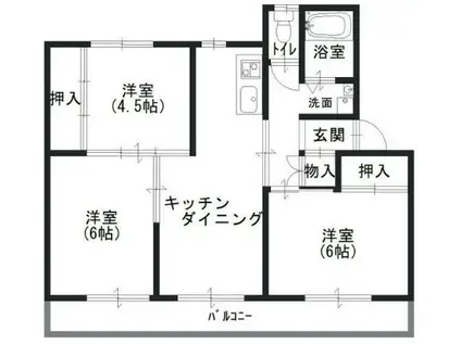 ヴィラナリー志度 III棟(3DK/3階)の間取り写真