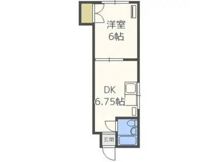 ヴェルモンターニュ庚第2(1DK/3階)の間取り写真