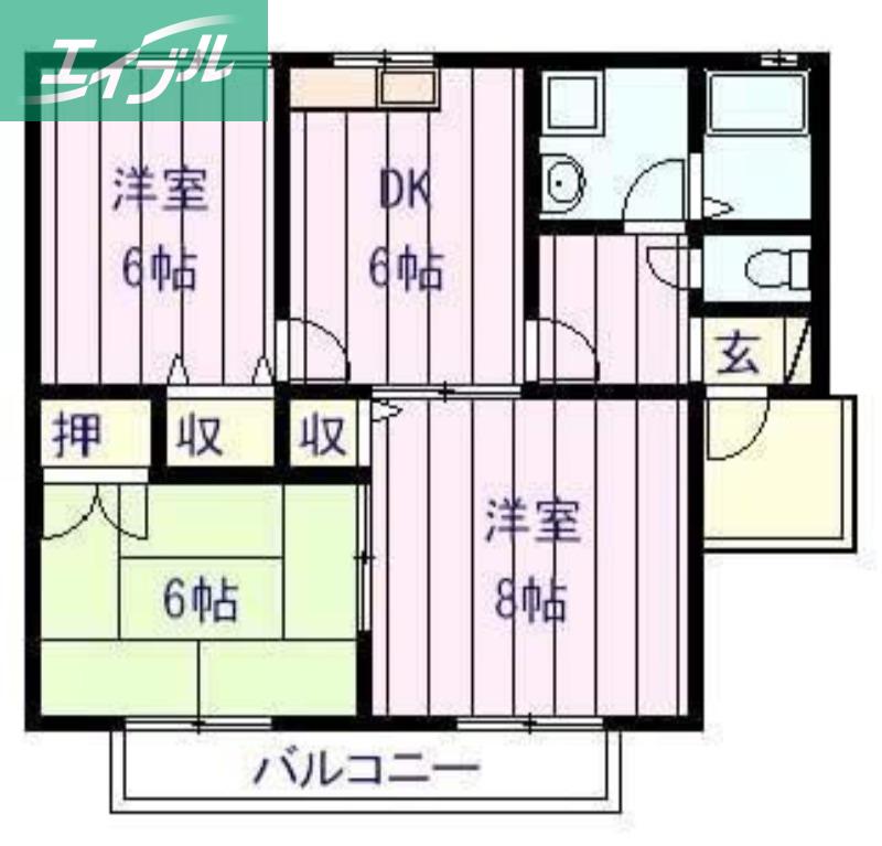 メゾンアスカ2(3DK/2階)の間取り写真
