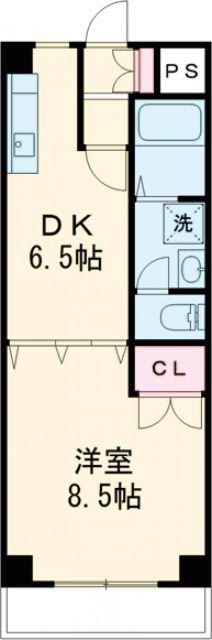 クラウンII津福(1DK/6階)の間取り写真
