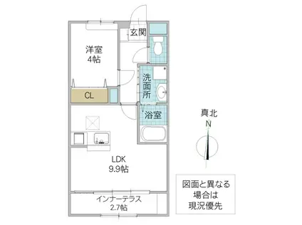 エトワール・つむぎ(1LDK/1階)の間取り写真