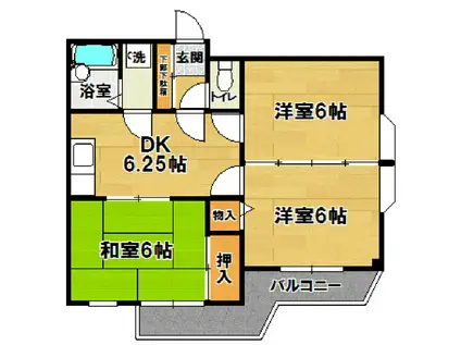 ウッディーライフつくば(3DK/3階)の間取り写真