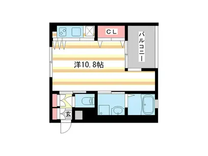 CUBE(ワンルーム/1階)の間取り写真