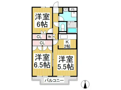ブール・ド・ネージュ(3K/1階)の間取り写真