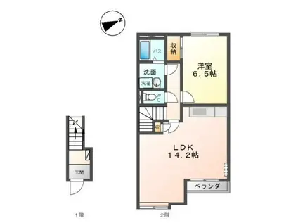 サニーコート(1LDK/2階)の間取り写真