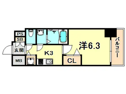 プレサンスKOBEグレンツ(1K/13階)の間取り写真