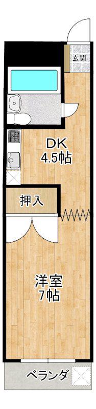 ハイツケイワイ(1DK/3階)の間取り写真
