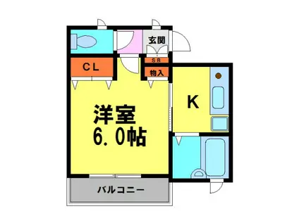 フラッツ栄根(1K/1階)の間取り写真