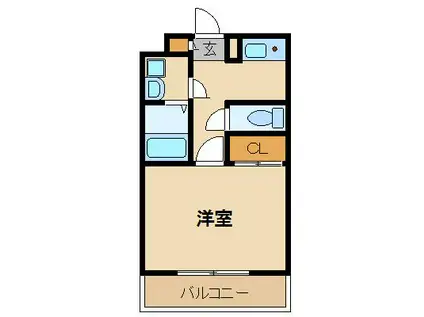 スクエアハウスQ(1K/2階)の間取り写真