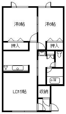 ファインヒル(2LDK/1階)の間取り写真