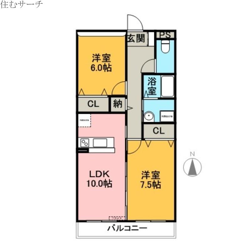 セレッソときわ野(2LDK/3階)の間取り写真