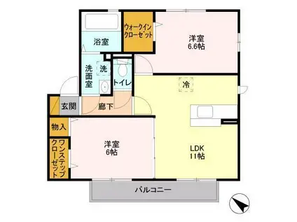 フェザント(2LDK/2階)の間取り写真