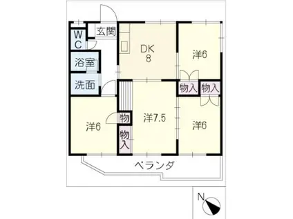 榊原ハイツ(4DK/2階)の間取り写真