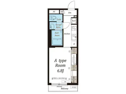 リブリ・坂戸II(1K/2階)の間取り写真