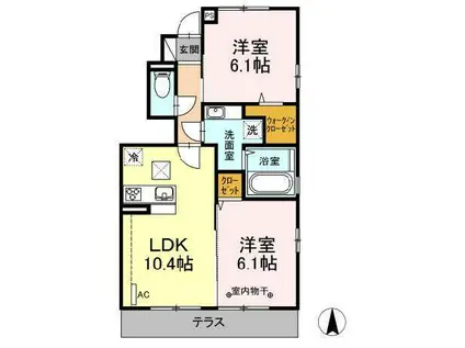ブルークレール希望ヶ丘(2LDK/1階)の間取り写真