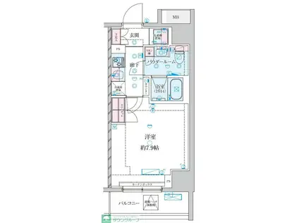 GENOVIA平塚III(1K/2階)の間取り写真