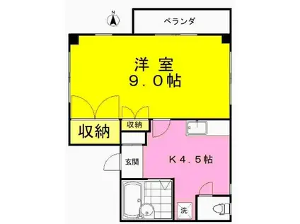 アメニティ南小岩(1K/3階)の間取り写真