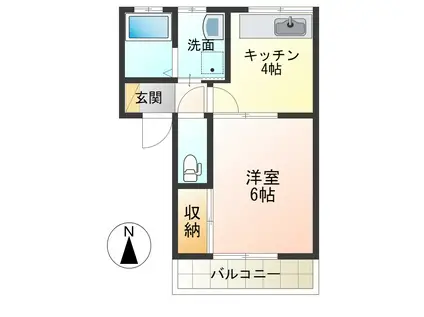 パークハイツ(1K/2階)の間取り写真