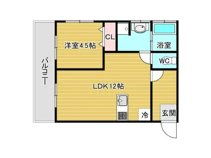 フレスマンション江坂(1LDK/2階)の間取り写真