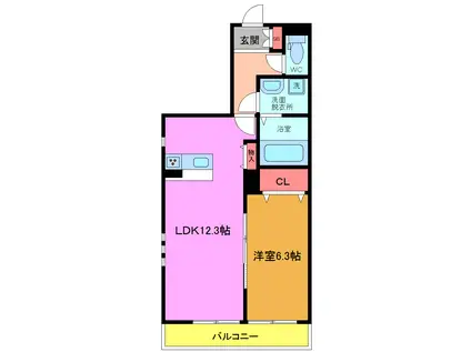 ファビュラス・ヴェルム(1LDK/1階)の間取り写真