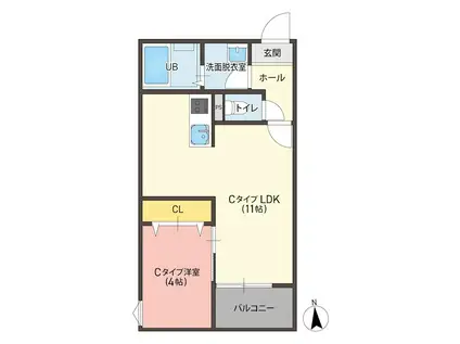 KT TERRACE稲吉(1LDK/1階)の間取り写真