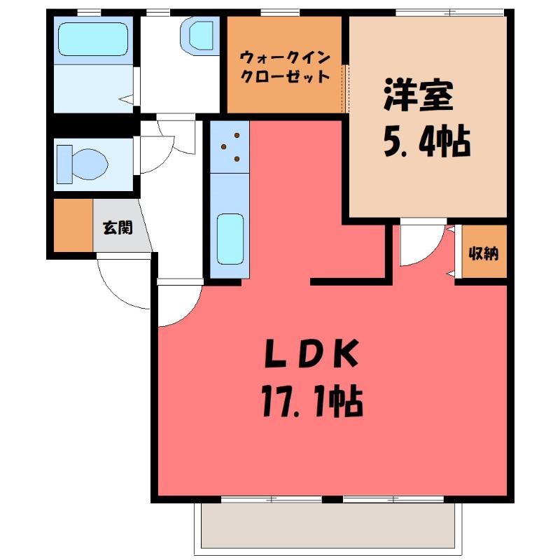 プレステージB(1LDK/1階)の間取り写真