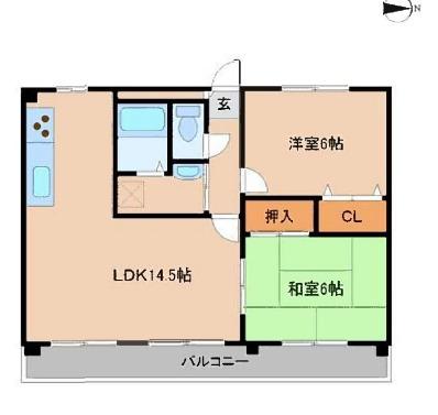 フル―ヴ394(2LDK/1階)の間取り写真