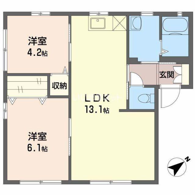 ディアス恩田B(2LDK/1階)の間取り写真
