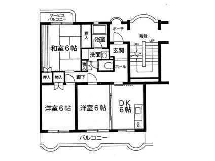 カサベルデ額田(3DK/3階)の間取り写真