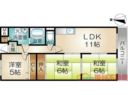 プランドール茨木(3LDK/2階)の間取り写真